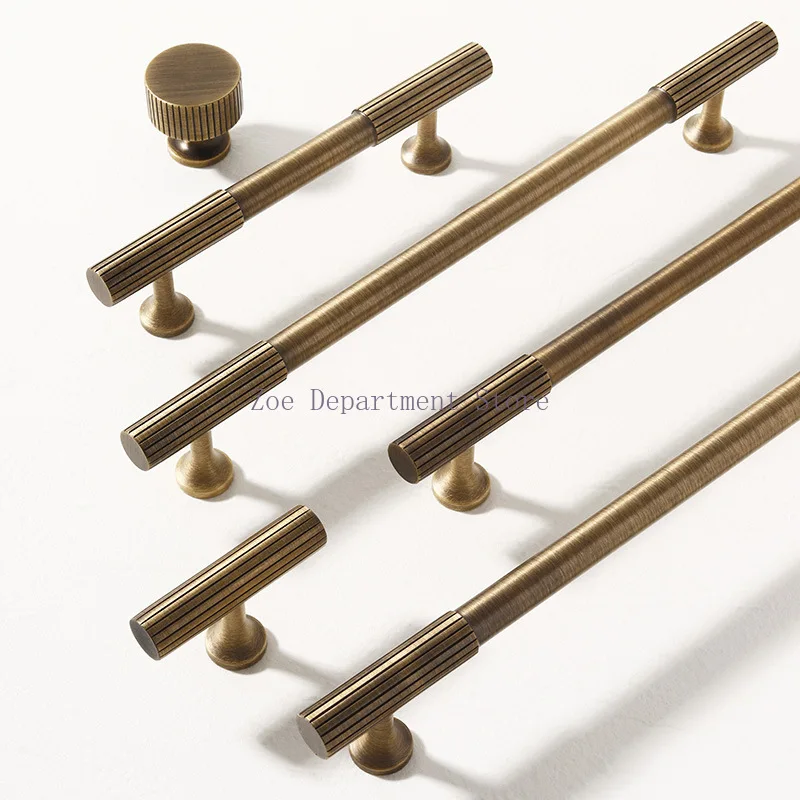 Antique Solid Brass Kitchen Drawer Handles Cupboard Cabinet Knobs Nordic Bronze Closet Wardrobe Hardware Handle for Furniture