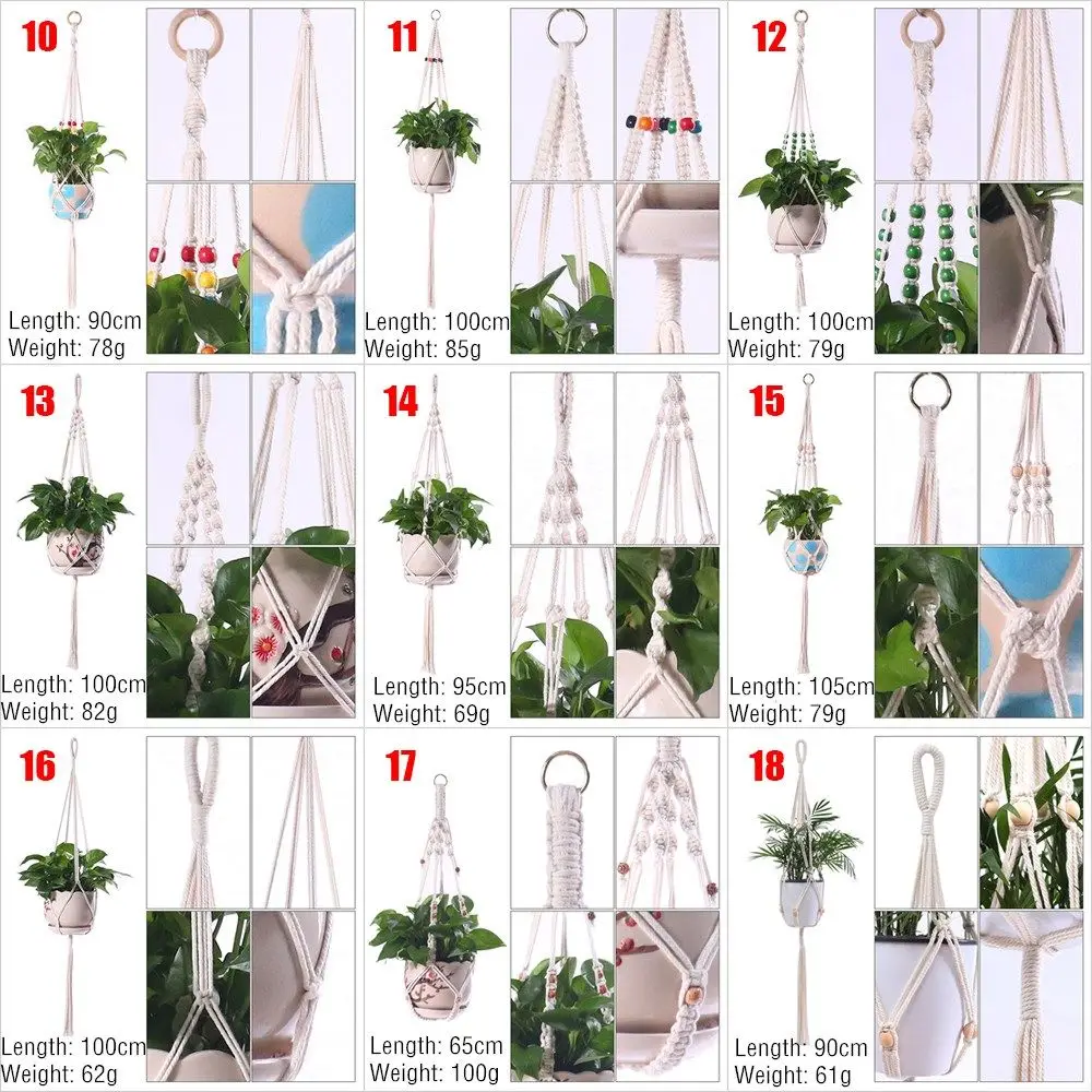 Cotton Knotted Macrame Flower Pot Holder Hanging Basket Garden Plant Hanger Planter Basket Rope