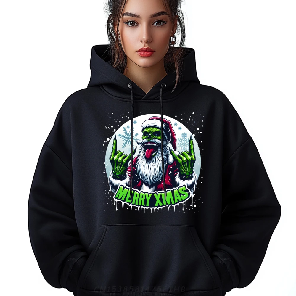 

Merry Xmas Heavy Metal Christmas Rock'n'roll Santa Skull Xs Graphic Pullover Hoodies Oversized Hoodie Men Tops Hoodie Plus Size