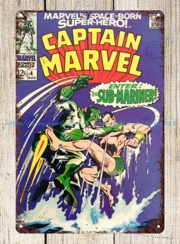 

Металлический жестяной знак в спальню с дизайном для бара, клуба, магазина Captain 1968 Comics