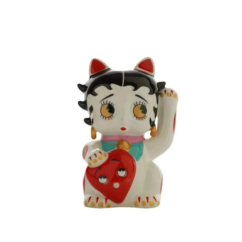 Cute Cartoon Lucky Cat Statues,ceramic Cat Decorations Omantic Wealth Decoration for Living Rooms Bedrooms and Stores Home Decor