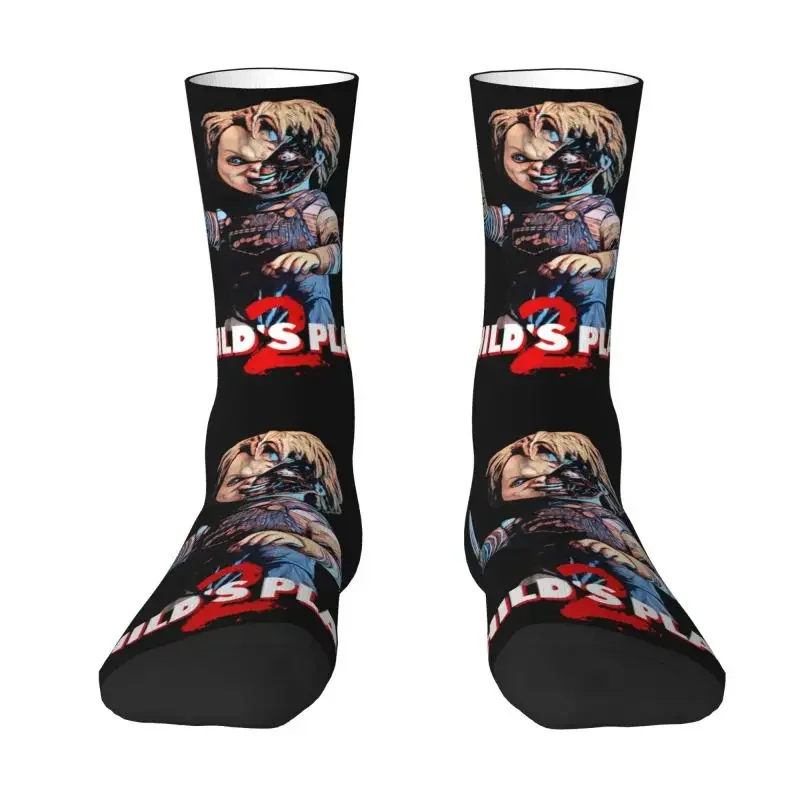 Child's Play Movie Dress Socks Mens Womens Warm Fashion Novelty Horror Chucky Crew Socks