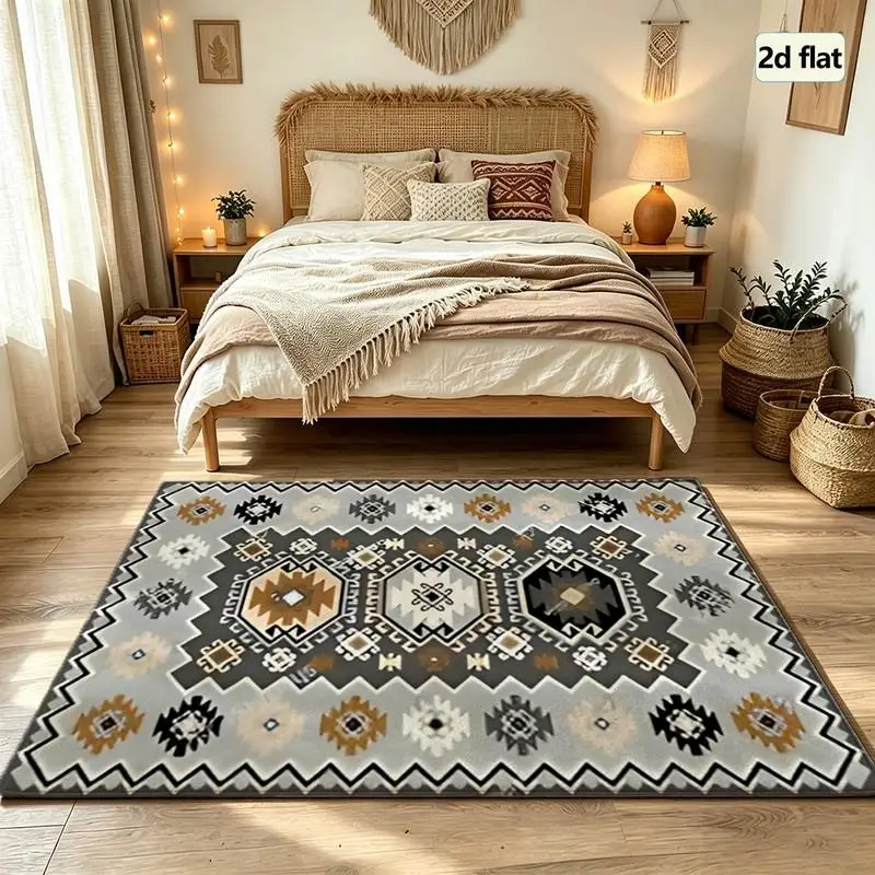 1 Piece of Tribal Geometric Pattern Woven Carpet, Soft and Comfortable, Suitable for All Seasons, Easy to Maintain, Perfect for Decorating the Living Room, Bedroom, and Hallway in Autumn and Winter.