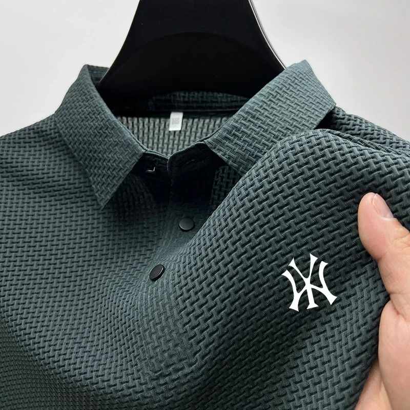 

Men's short-sleeved golf shirt, with a business casual style, multi-functional design, solid color pattern, a new 2026 summer fa