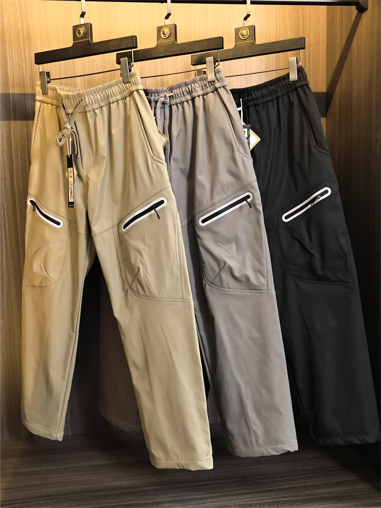 

Men's Autumn Winter Pure Color 3D Fit Straight Leg Spor Casual Pants Double Layer Soft ell Versatile Long Faion Urban S...