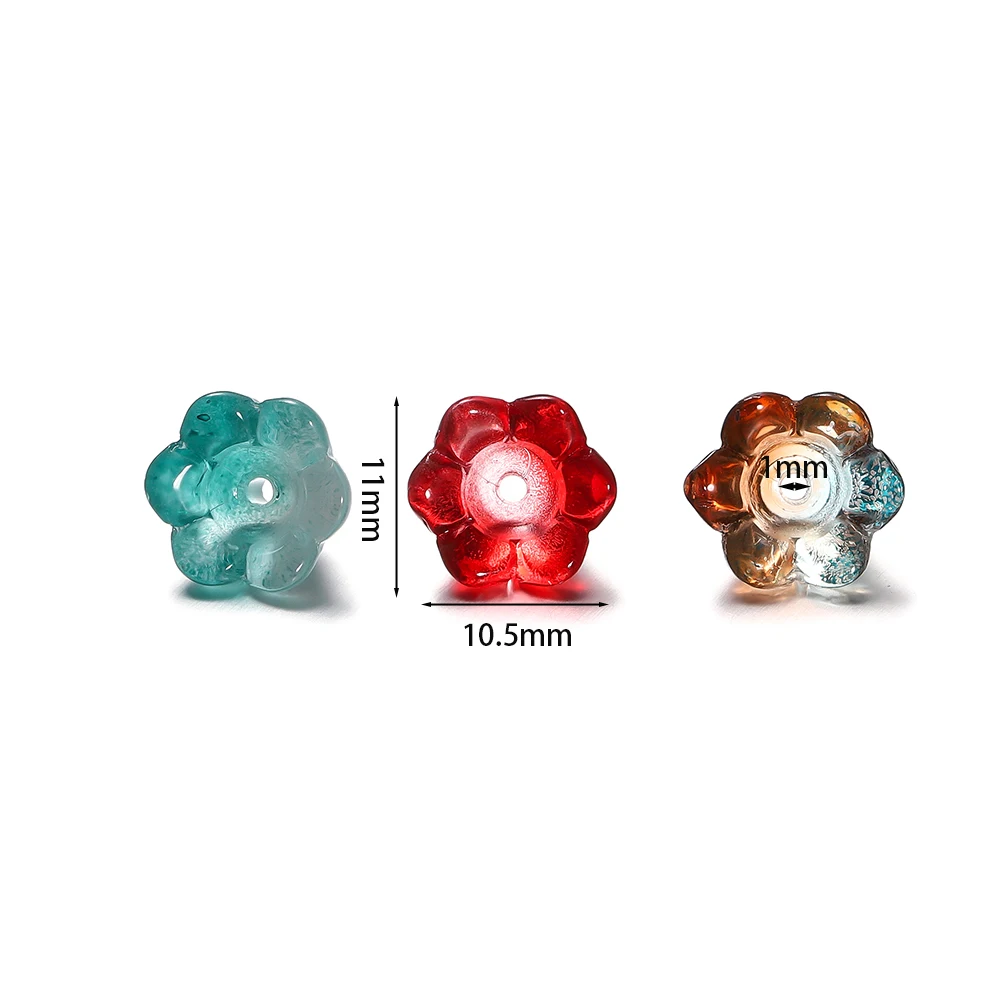 10/30pcs Gradient Flower Lampwork Beads Bellflower Glass Spacer Beads Caps for DIY Charms Bracelets Jewelry Making Findings