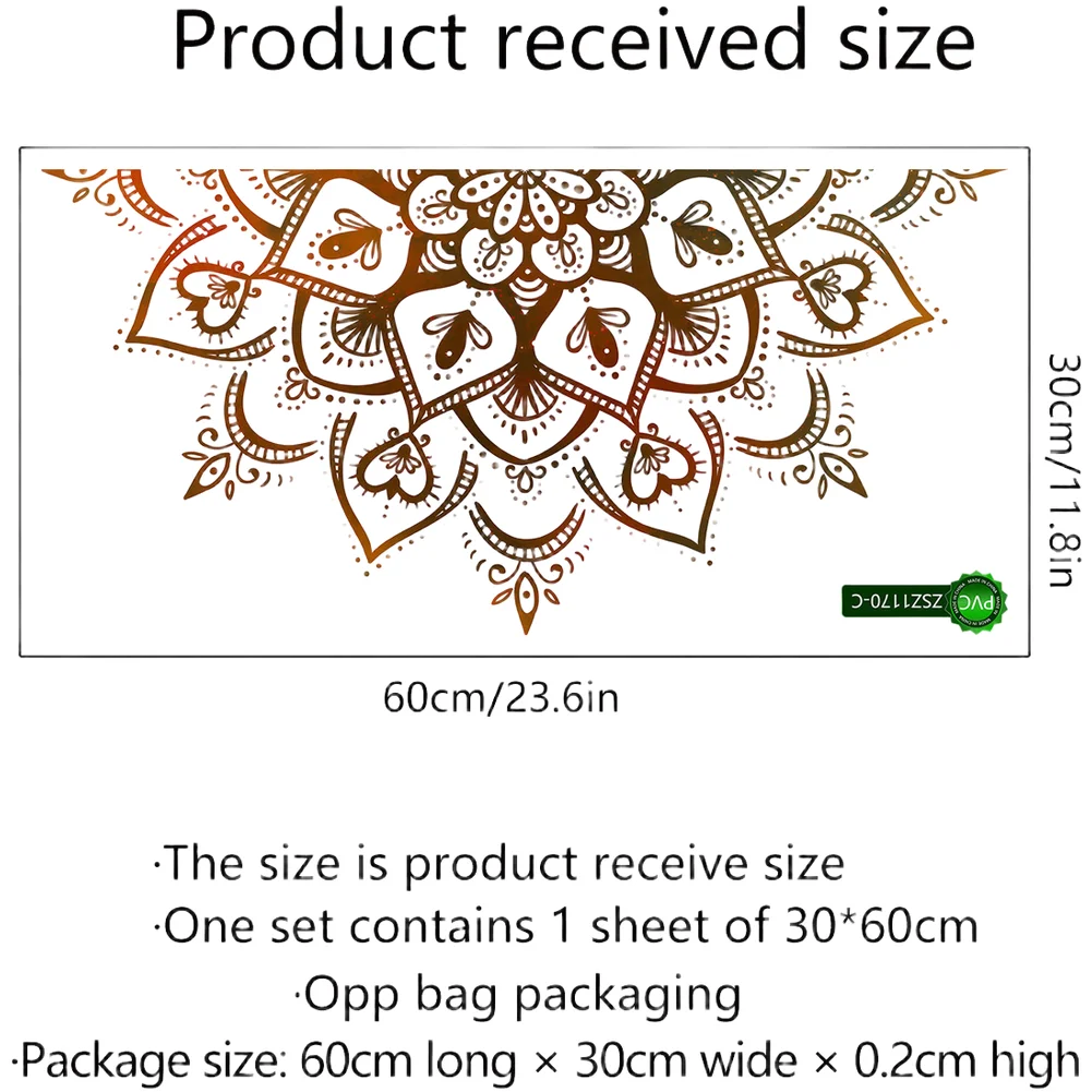 Lotus Mandala Wall Decal in PVC Material Lightweight and Removable for Flexible and Stylish Home Decoration on Smooth Surfaces