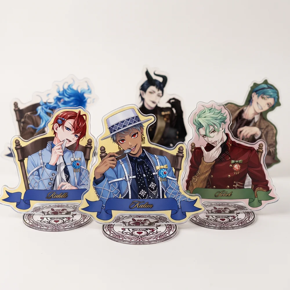 Hot Anime Twisted Wonderland Riddle Rosehearts Leona Kingscholar 10CM Acrylic Stand Keychain Cosplay Desk Decor Collect Gifts