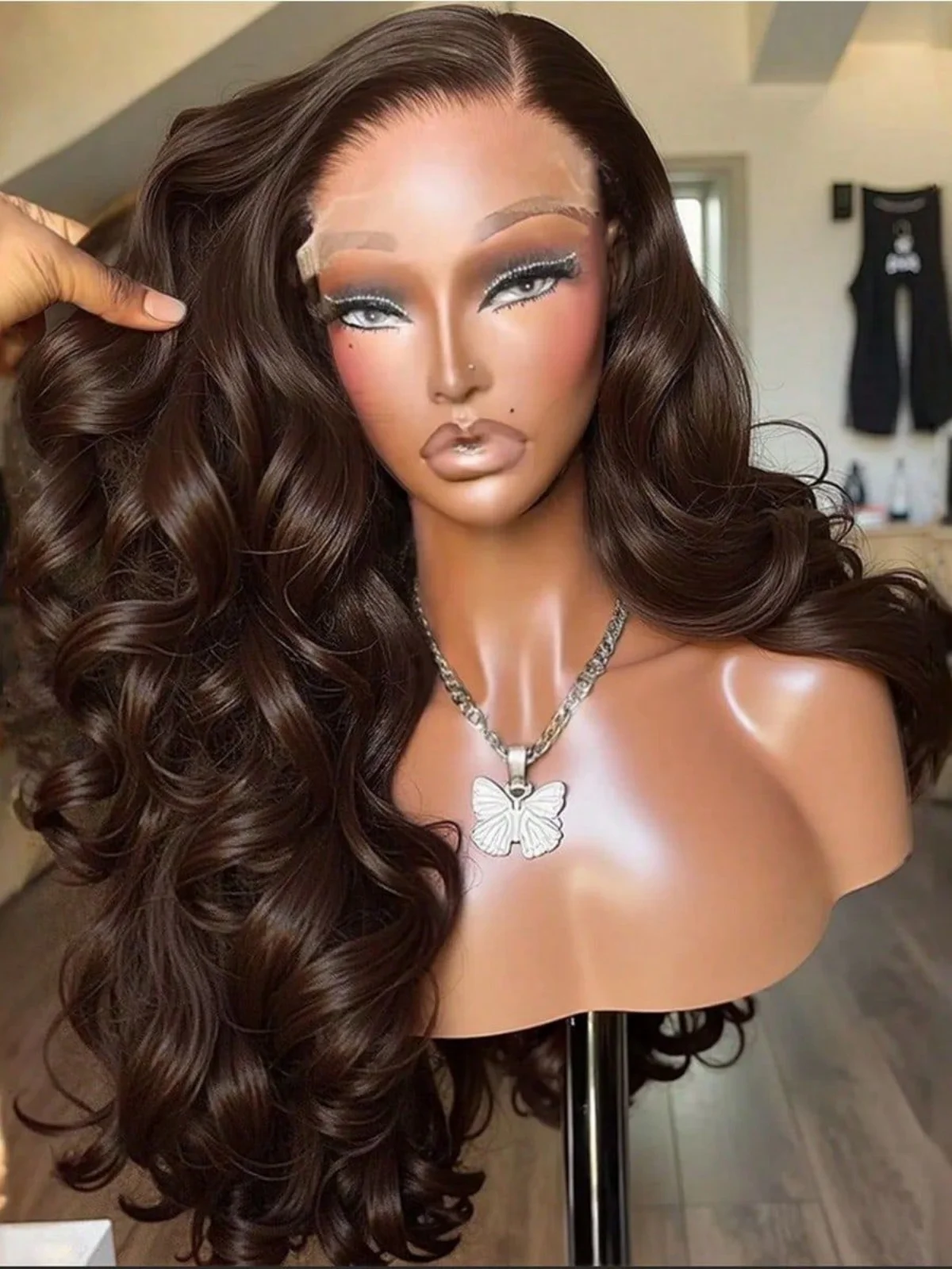 

# Коричневый парик из натуральных волос с волнистой текстурой, 13x4 HD кружевной фронтальный парик, 200% плотность, бразильские волосы