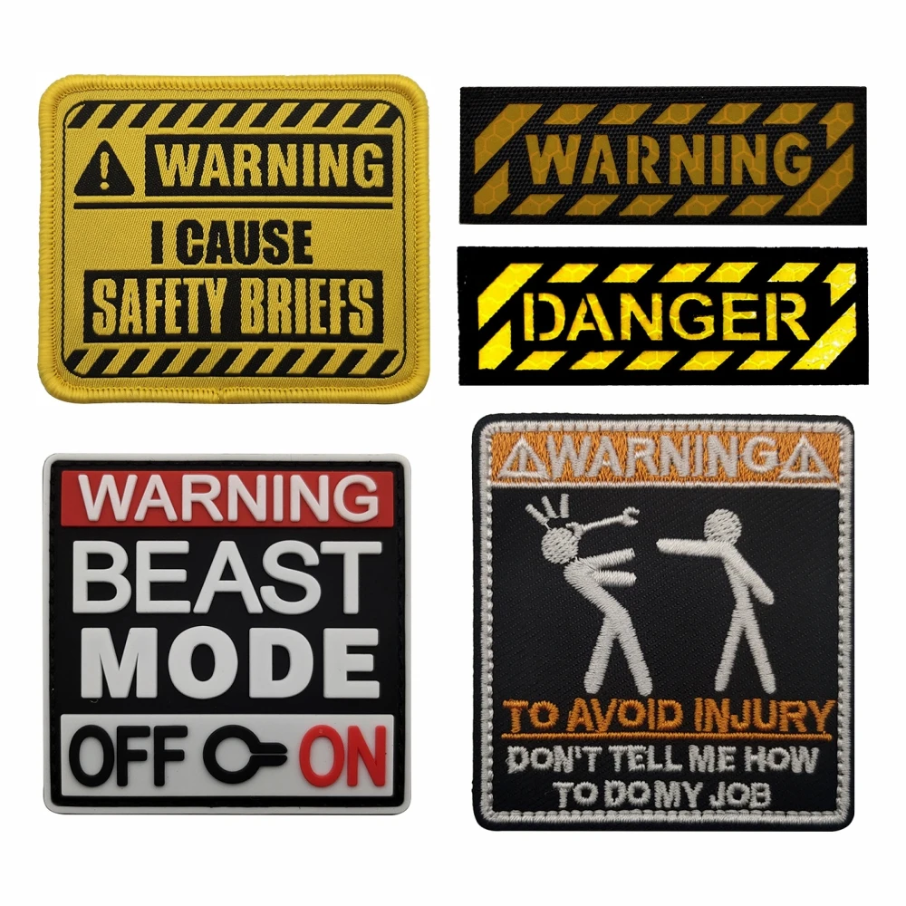 IR Armband Badge Applique, Danger Sign, Beast Mode, Tactical Embroidery Patches, Applique Embellishment