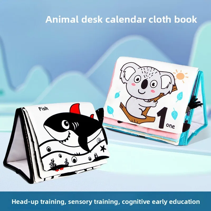

Aipinqi New Desk Calendar Cloth Book, Baby Head-up Training Fun Mirror Baby Color Enlightenment Desk Calendar Spot
