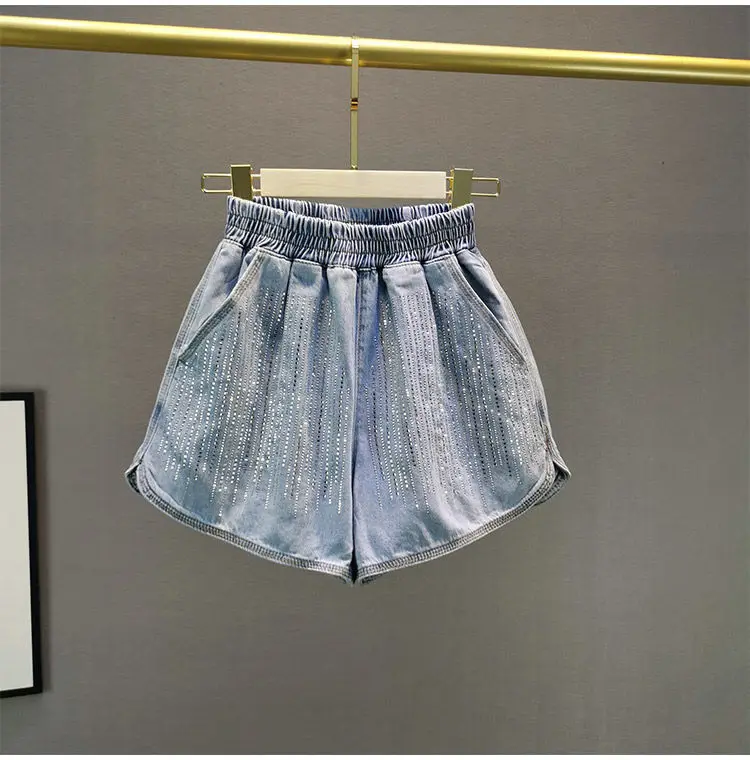 

Thin Denim Shorts For Women's Fashion 2024 Summer, New Loose Fitting High Waisted Slimming Hot Diamond Pant