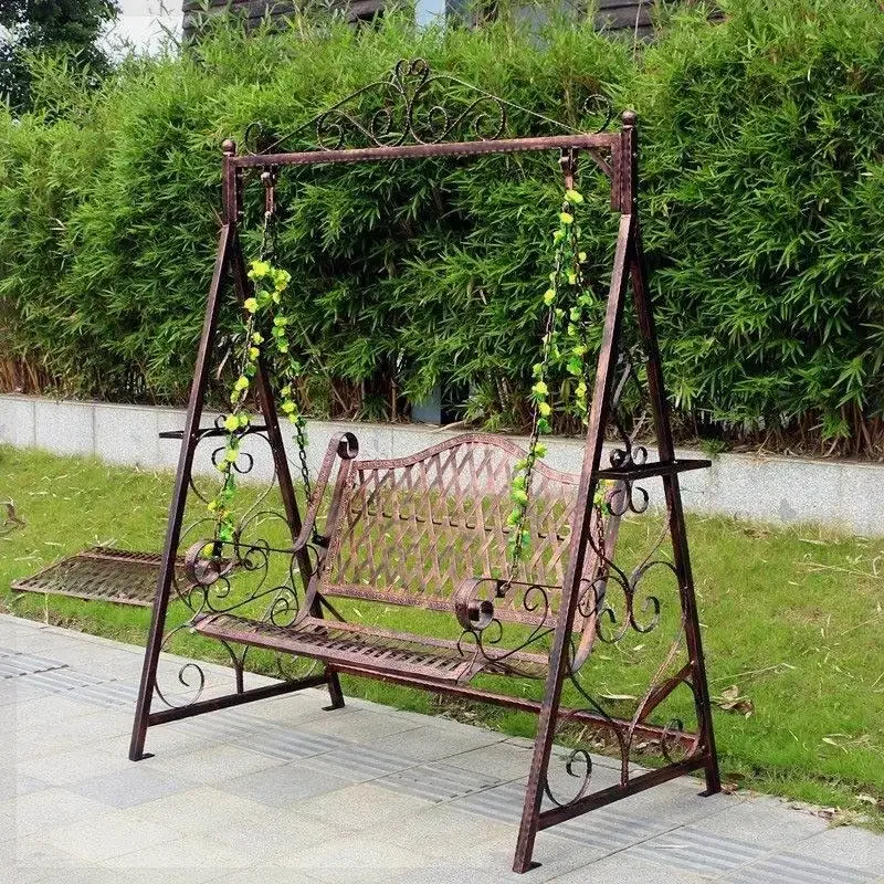 Metal Terrace Loungers Patio Swings Hammock Shaking Retro Garden Patio Swings Hanging Chair Outdoor Furniture Schommel LLOS