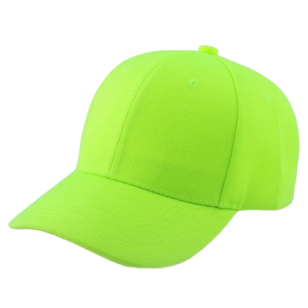 Bright Yellow Green Plain Twill Baseball Cap Blank Casual Hat for Women Men Lime Orange 6 Panel Cap Pre-Curved Visor