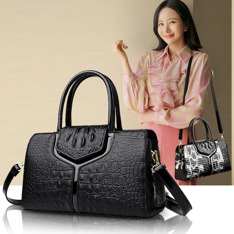 

Luxury Design Alligator Handbags Large Capacity PU Leather Crossbody Shoulder Bags For Women Fashion Vintage Ladies Shoulder Bag
