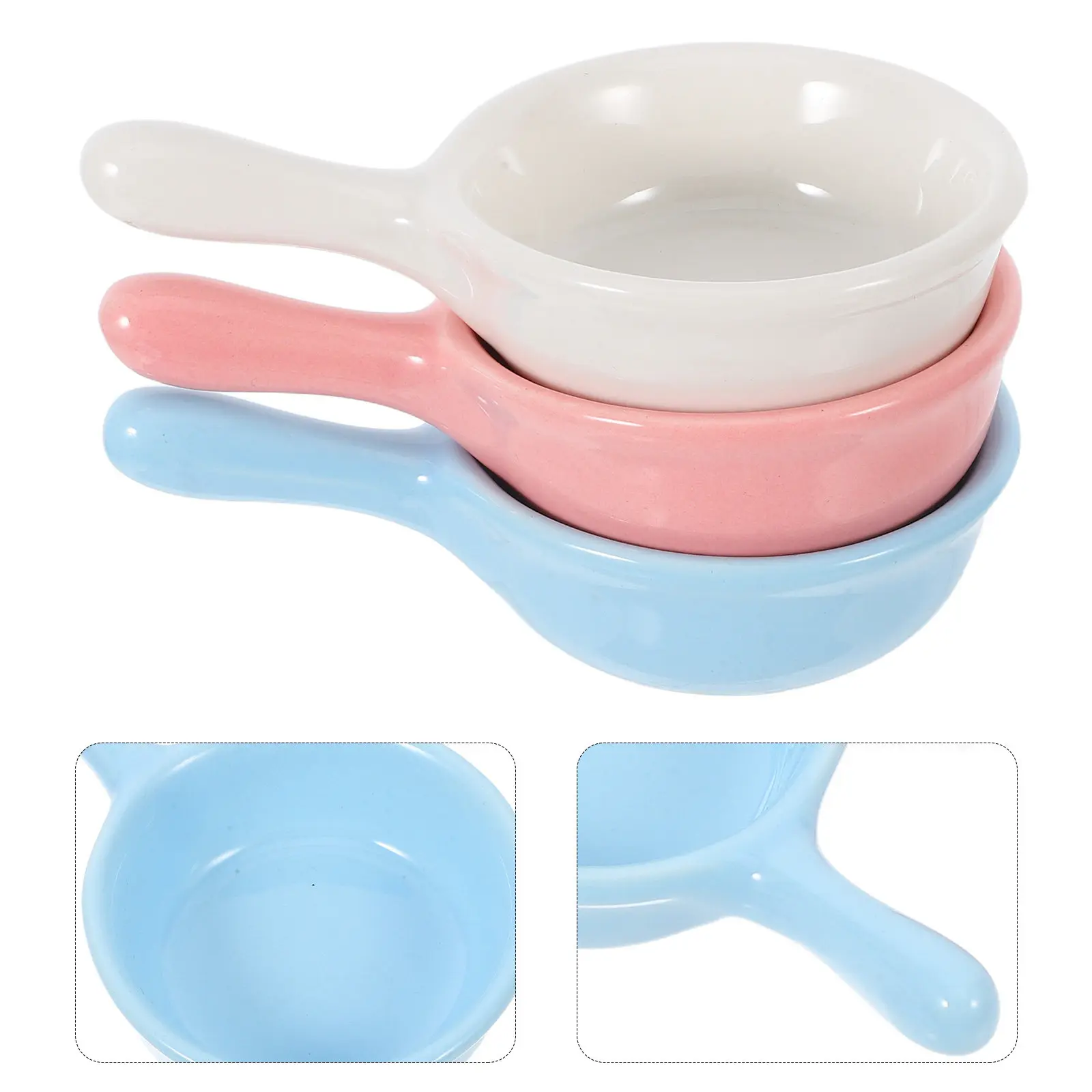 3Pcs Pet Feeding Bowls Ceramic Small Pet Food Dish Water Bowl Mixed Color Ideal for Hamsters Snacks and Daily Use