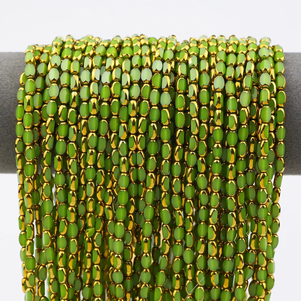 50/100/200pcs 4x6mm Green Plating Gold Crystal Glass Oval Briolette Loose Spacer Beads For Jewelry Making Diy Bracelets Necklace