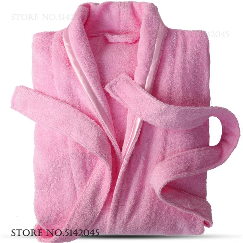 100% Cotton Towel Couple Bathrobe Sleepwear Hotel Soft Absorbent Kimono Robe Loose Casual Terry Night Wear Homewear Loungewear