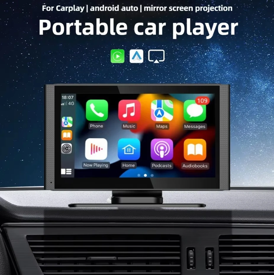 7inch Car Player Portable Screen For Carplay Android Auto Interconnected Central Control Navigation Screen FM AUX Speaker Player