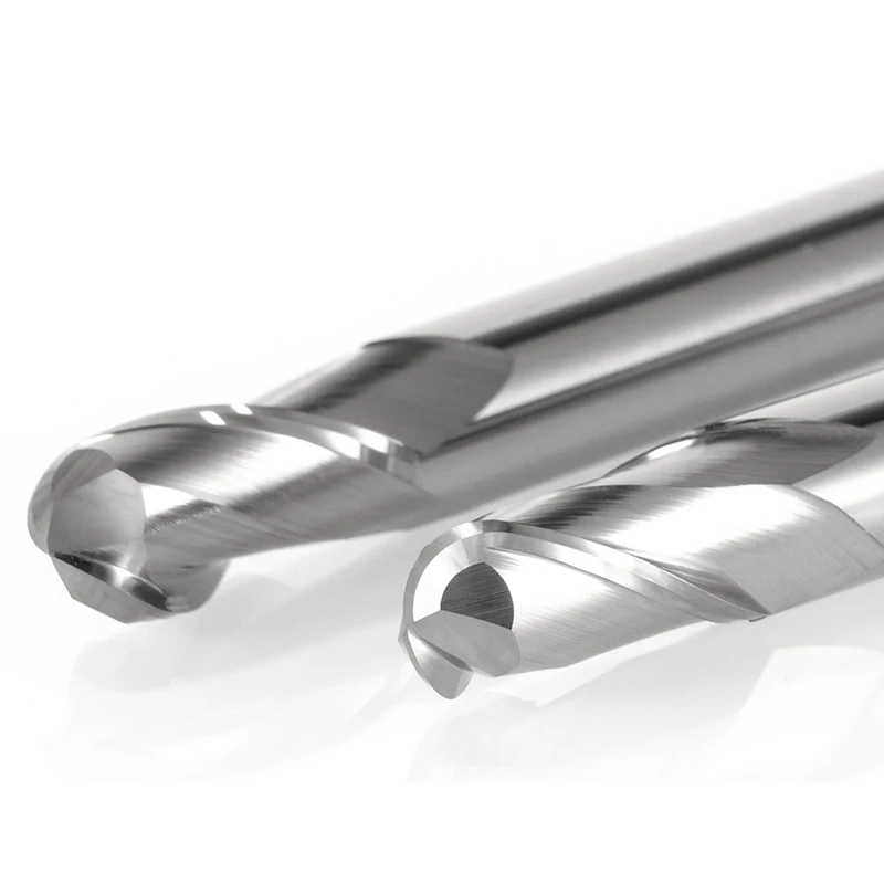 Bola nariz final moinho de carboneto de tungstênio cortador, CNC Router Bit Milling Tool, Madeira Milling Tool, R0.5, R1, 2, 3, 4, 5, 6, 7, R8, 9, R10, 2 flauta