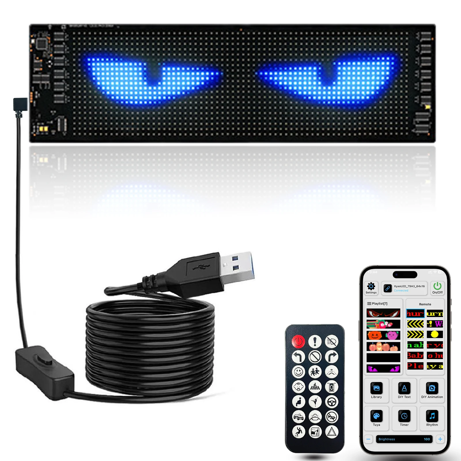 flexible-led-display-sign-137-×4-programmable-scrolling-led-sign-board-with-app-remote-control-ip65-waterproof-led-screen
