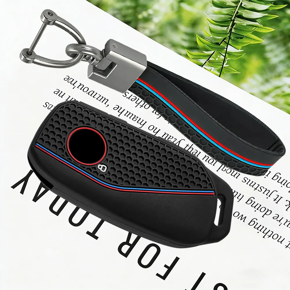 Premium Key Chain For Car-Silicone CarKey Case Cap Cover Shell Keychian For BMW Series 7 735i 740Li X7 X1 U11 2023 I7 G07 LCI XM
