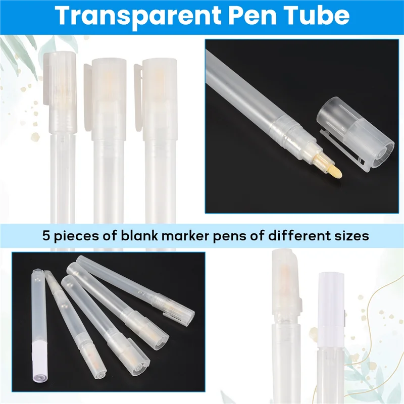 5Pcs Leere Refill Farbe Marker Blank Nachfüllbare Farbe Stifte Leere Nachfüllbare Marker Für Malerei Transparent Stift Rohr-N38R