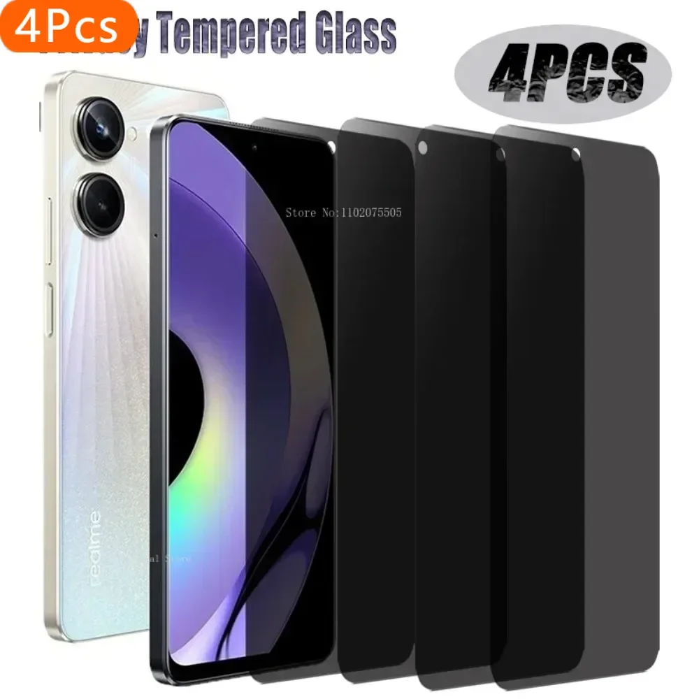 

4Pcs Privacy Tempered Glass For Realme 10 11 9 8 7 6 Pro 5G 9i 8i Anti-spy Screen Protector For Realme C55 C21Y C31 C33 C25S C53
