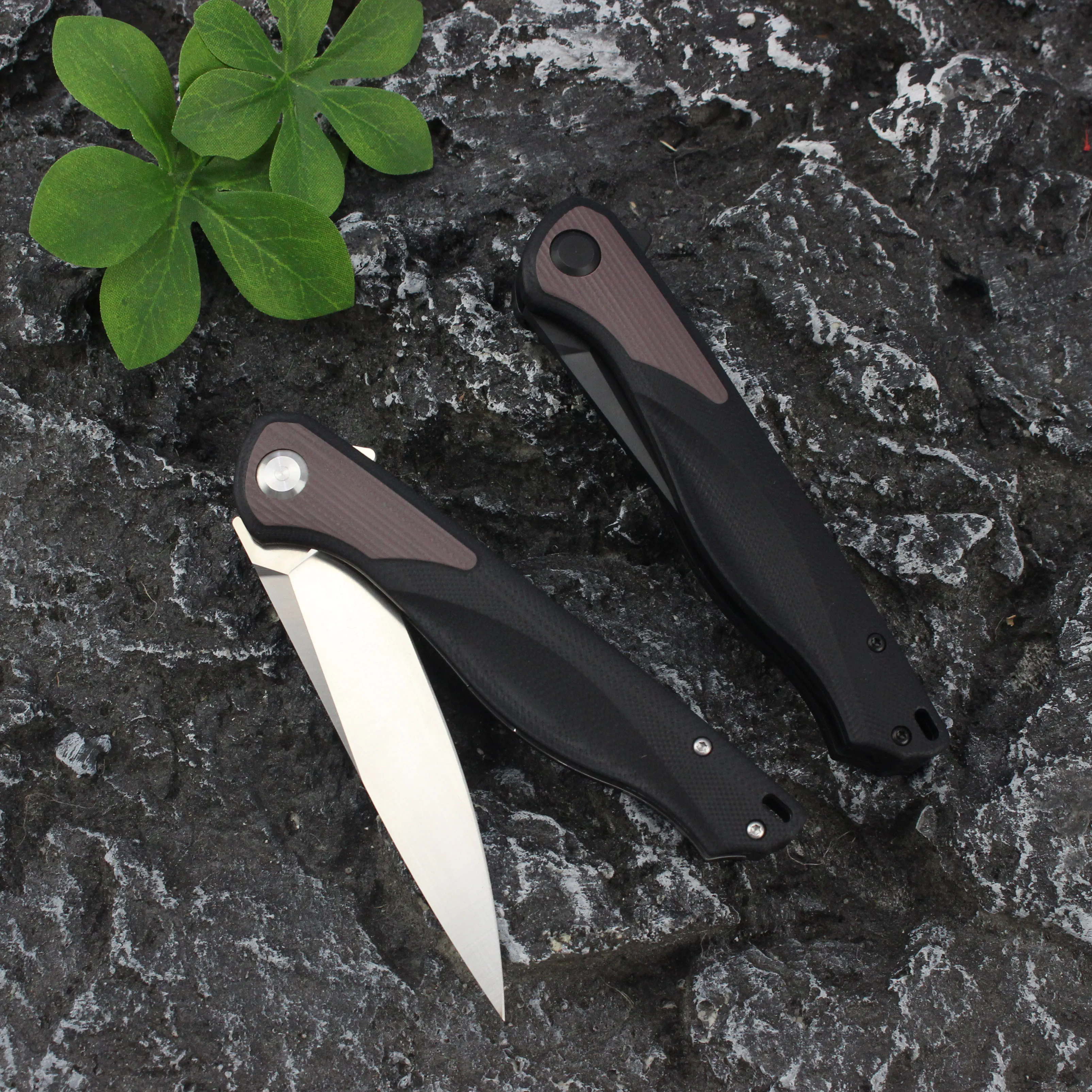 GT-T0035 Folding Knife stone wash D2 Steel V blade two-tone G10 Handle EDC Outdoor Fishing Pocket Knives