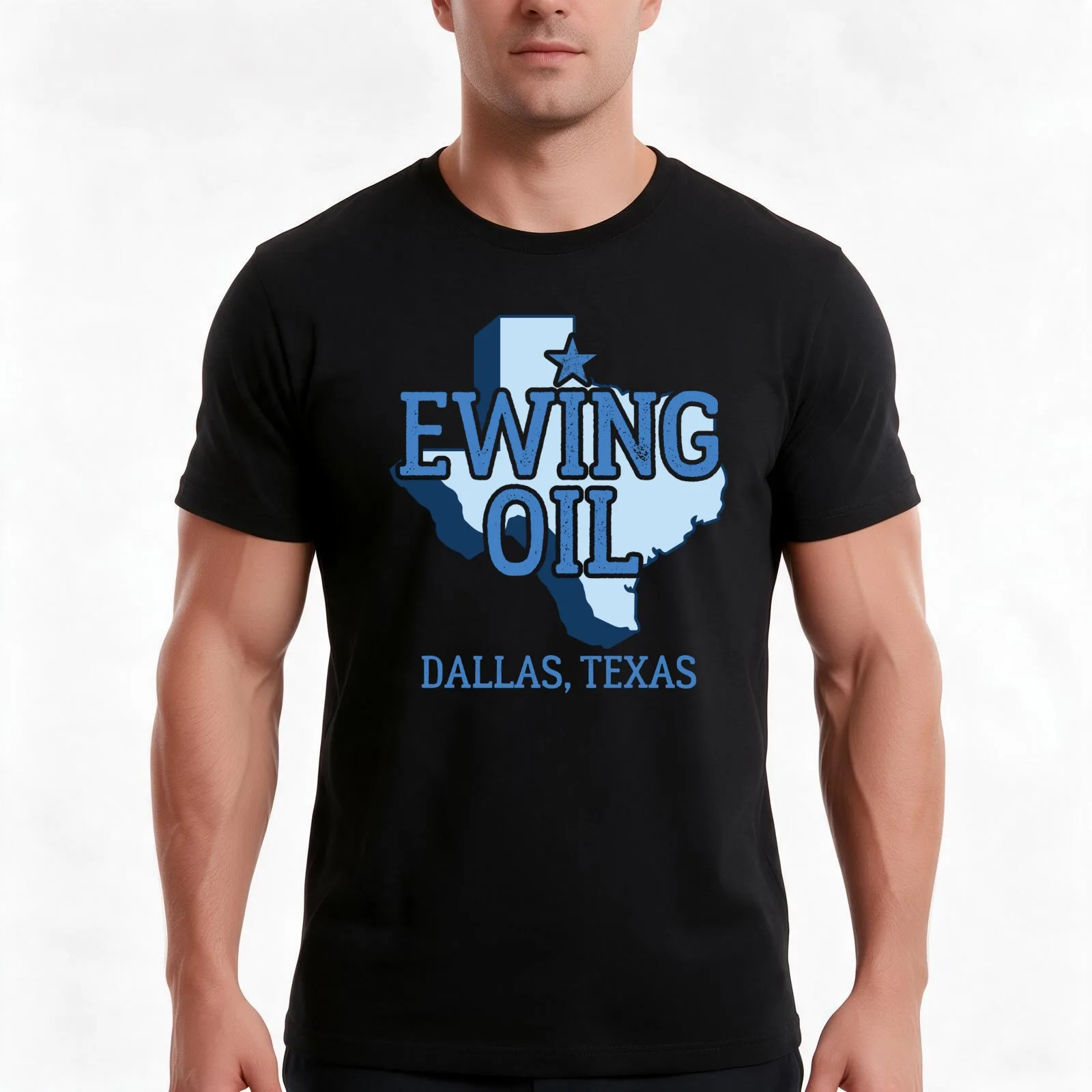 Vintage Dallas Texas Ewing Oil T-Shirt, Summer Casual Cotton Tee, Oversized Streetwear Tops, Vintage Graphic Print, 100% Cotton