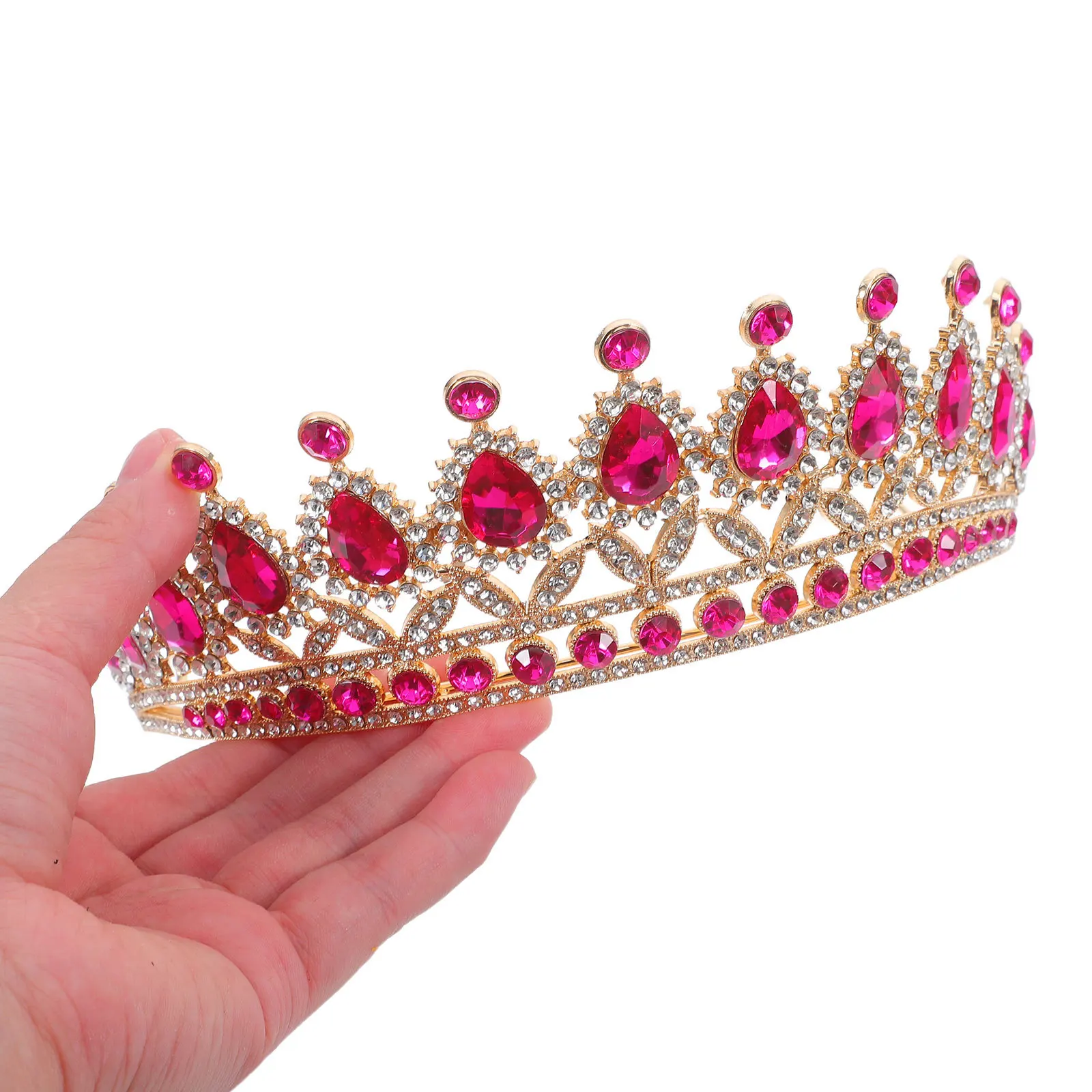 신부 티아라 왕관 라인스톤 헤드피스 가벼운 반짝이는 웨딩 헤어 액세서리 신부 여성 소녀 파티 프롬용