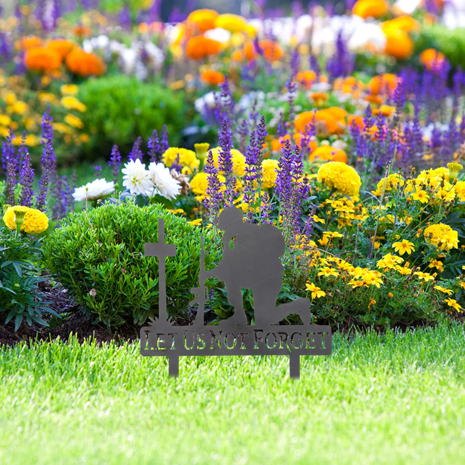 زخرفة جندية معدنية في الهواء الطلق يوم تذكاري ساحة حصة حديقة زخرفة المحاربين القدامىين القبر علامة ديكور الحديقة #1