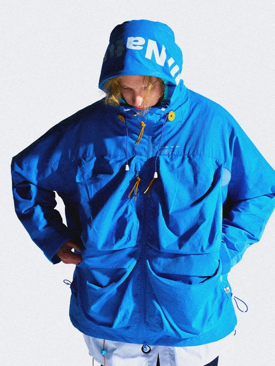 EAFINETAL Portable Outdoor Sports Windproof Hooded Jacket Double Hem Drawstring Storage Design Casual Fashion Urban Style