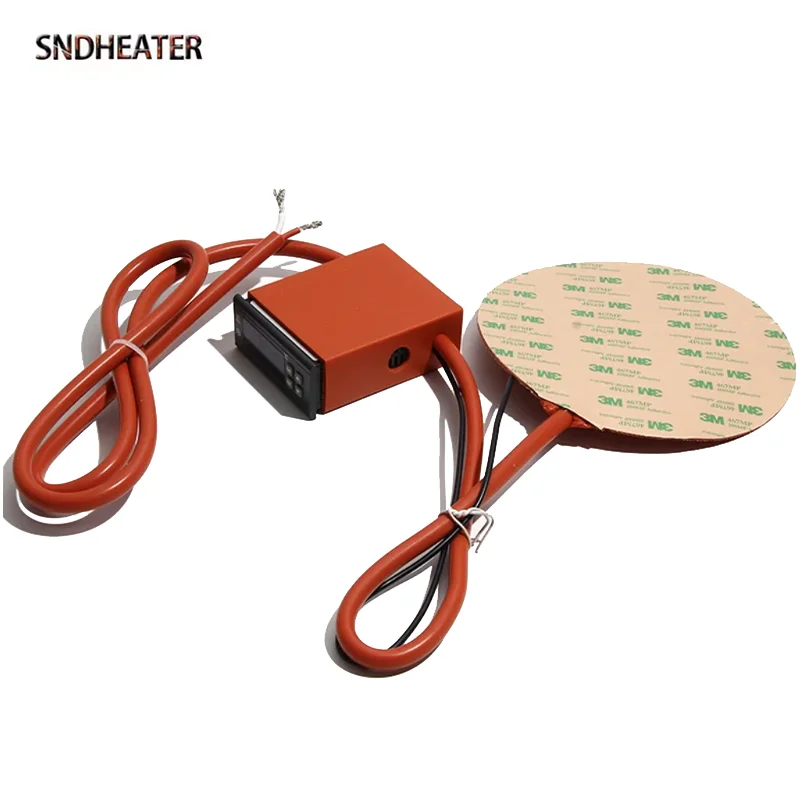 SNDHEATER 220V Round Silicone Heating Pad Plate 220W 250W 380W with Digital Display Thermostat Temperature Control for Fish Tank