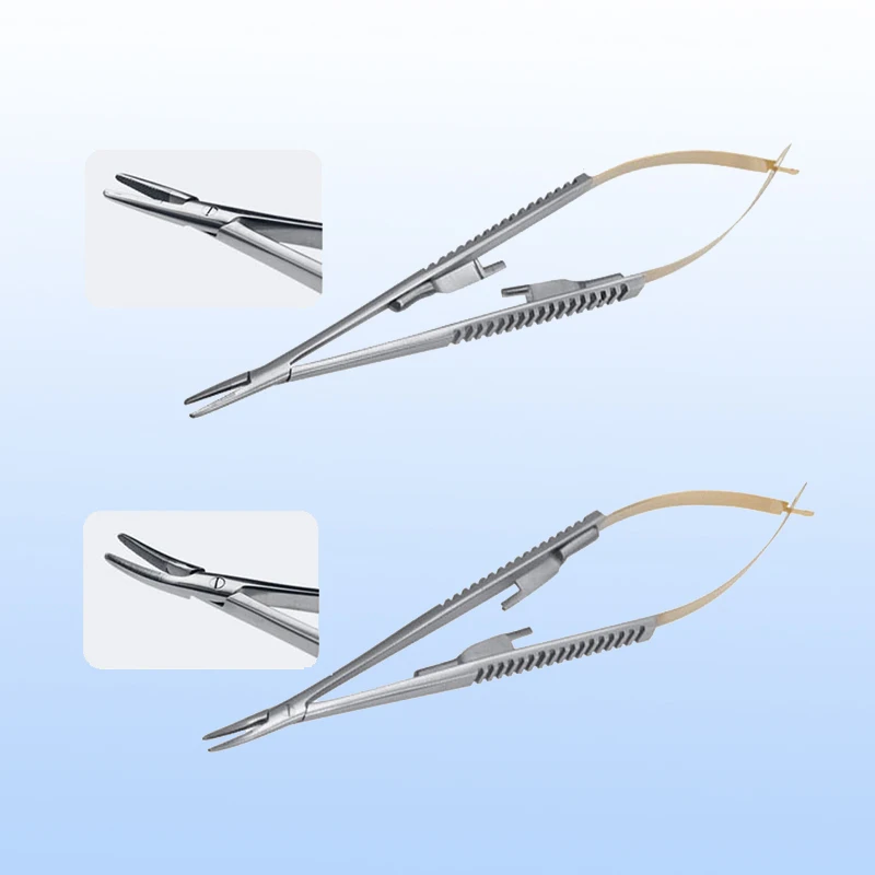 Dental Castroviejo Needle Holder with Lock Straight/curved Matrix Bands Placement Tweezer Forceps 14/16Cm Dentist Material