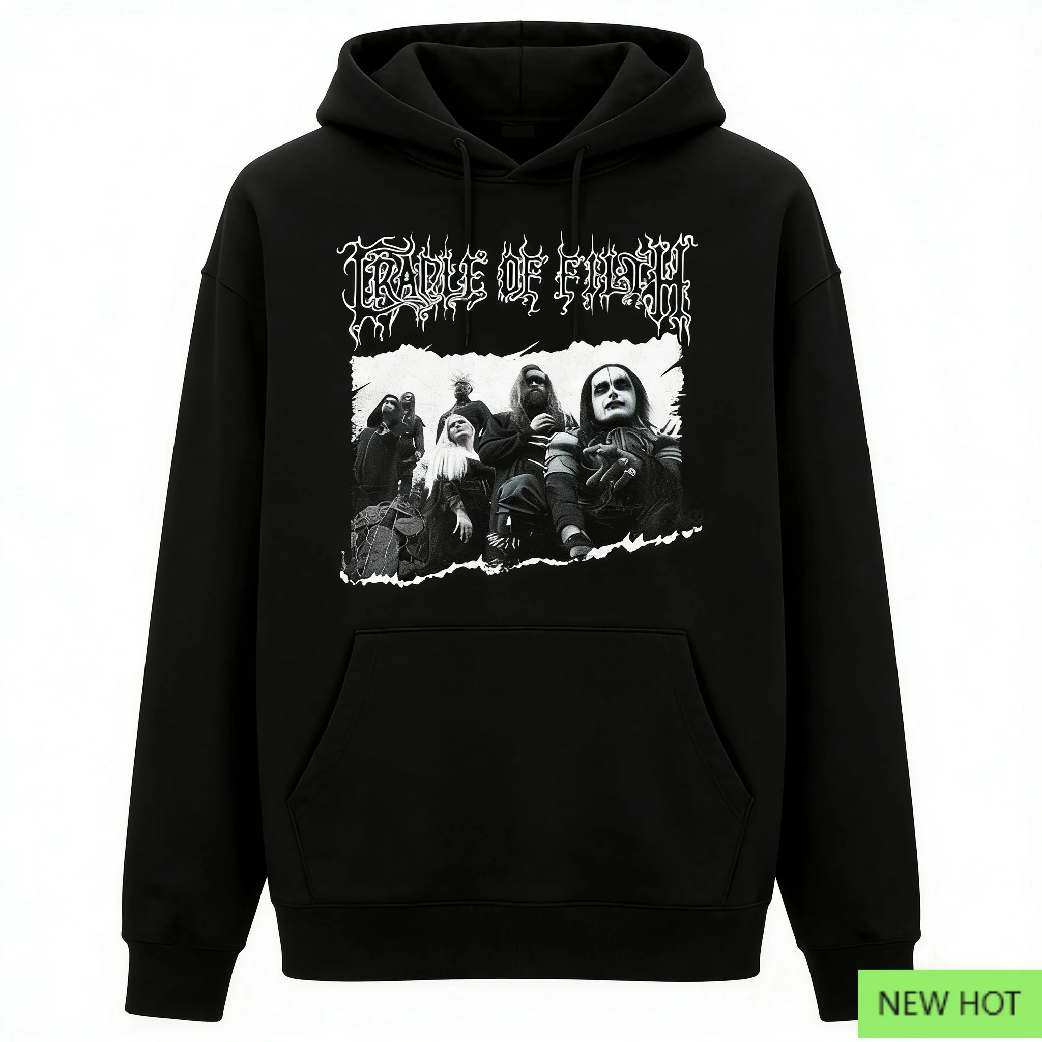 سترة بغطاء للرأس برسومات قوطية داكنة من Cradle of Filth، سويت شيرت معدني أسود، مثالي للمعجبين الذين يحبون نمط الفرقة ومسرح Macabre