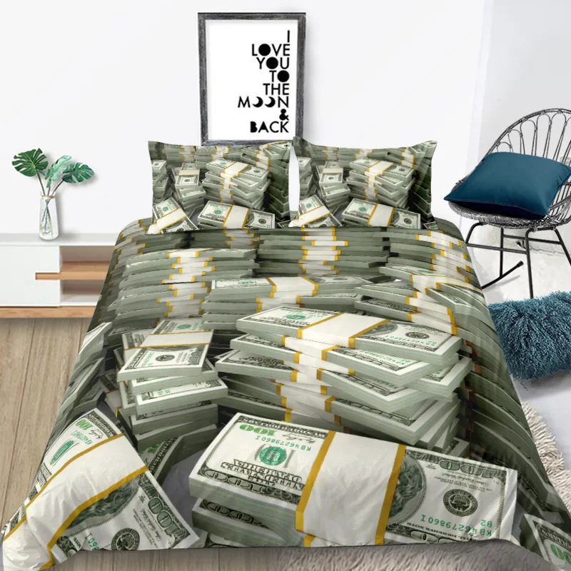 

Money dollar coin bullion bed linen set luxury adult children high end 3d pressure duvet cover king queen twin full single d