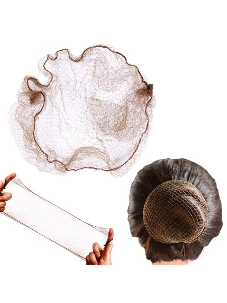 20 pièces/ensemble 5mm filet à cheveux en Nylon Durable pour fabricant de chignon outils de coiffure noir blond brun filet à cheveux pour perruques maille filets à cheveux