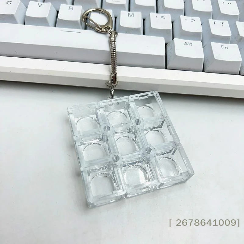 ⚑Keycap Tester Keychain,Transparent Mechanical Keyboard Switch Tester,4/9-Key Fidget Toy for Stress Relief