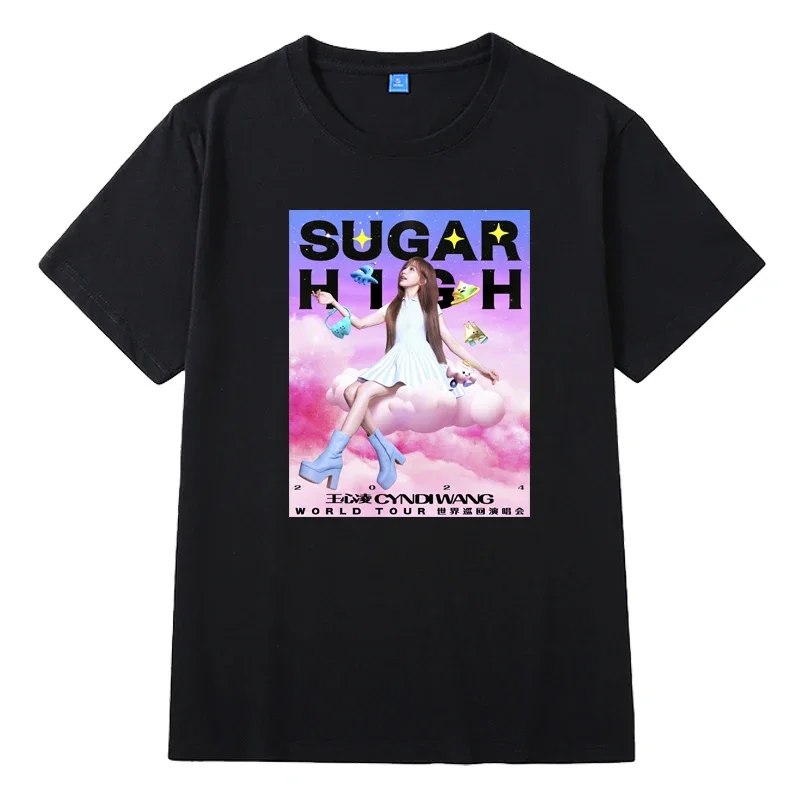 

Wang Xin Ling Concert Sugar Футболка с короткими рукавами и высокой поддержкой для мужчин и женщин, хлопковая одежда для фанатов