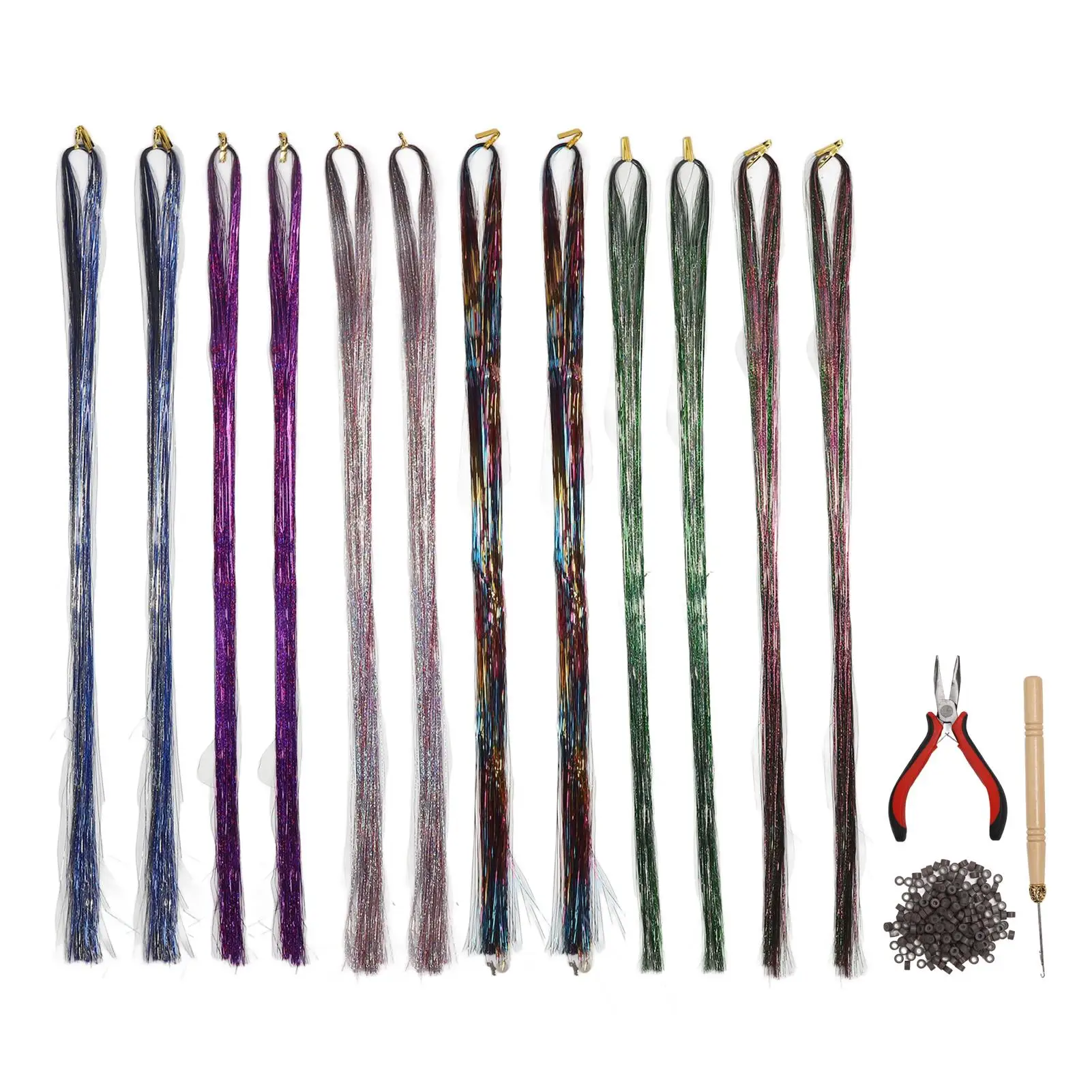 Colorful for hair Tinsel Extensions Kit - Soft 3.94ft Vibrant Tinsel for daily for hair Styling & Creative Looks