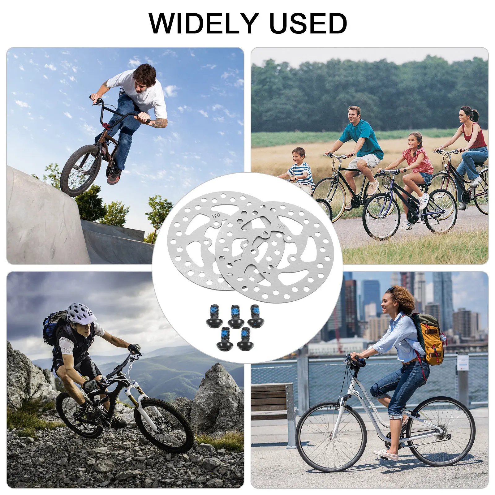 

2Pcs Stainless Steel Bike Brake Disc Rotor 120Mm Six Bolts Electric Scooter Mountain Bike Brake Rotor Replacement Parts