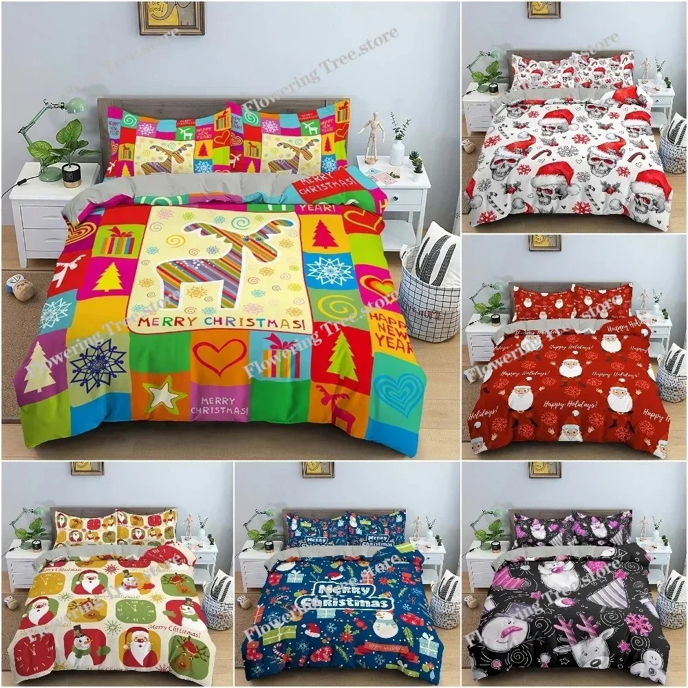 

Merry Christmas Bedding Set Christmas Decorations Duvet Quilt Cover Set King Queen Twin Size Bedclothes For Bedroom