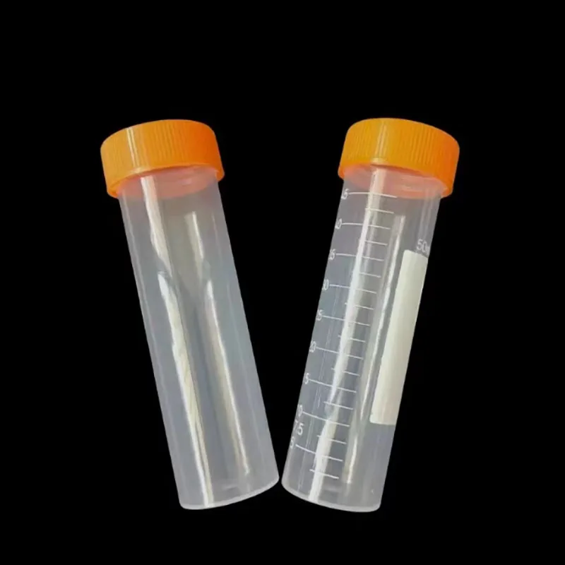 50 Pcs 50ml plastic centrifuge tube diameter 3cm screw flat bottom can stand cryopreservation tube