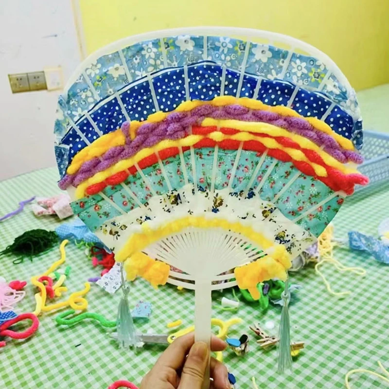 10-Piece White Plastic Creative Durable Japanese Fan Uchiwa DIY Kit Fan Framework For Crafts Hand Fan Making