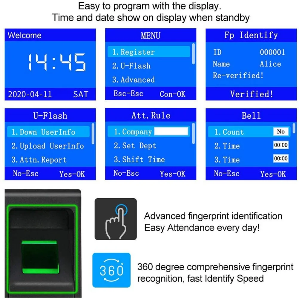 Biometric RFID Access Control System RFID Keypad USB Fingerprint System Electronic Time Clock Attendance Machine-New