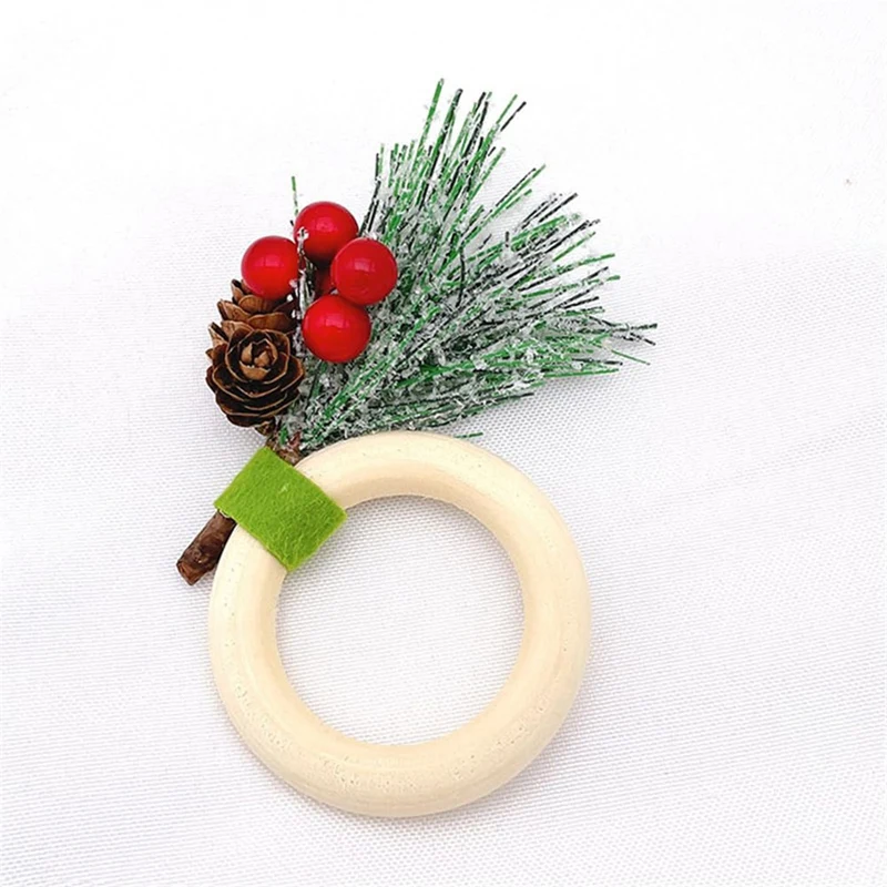 Anéis artesanais do guardanapo do Natal, Holly Berry guardanapo suporte para o banquete do casamento aniversário e ação de graças, 6pcs