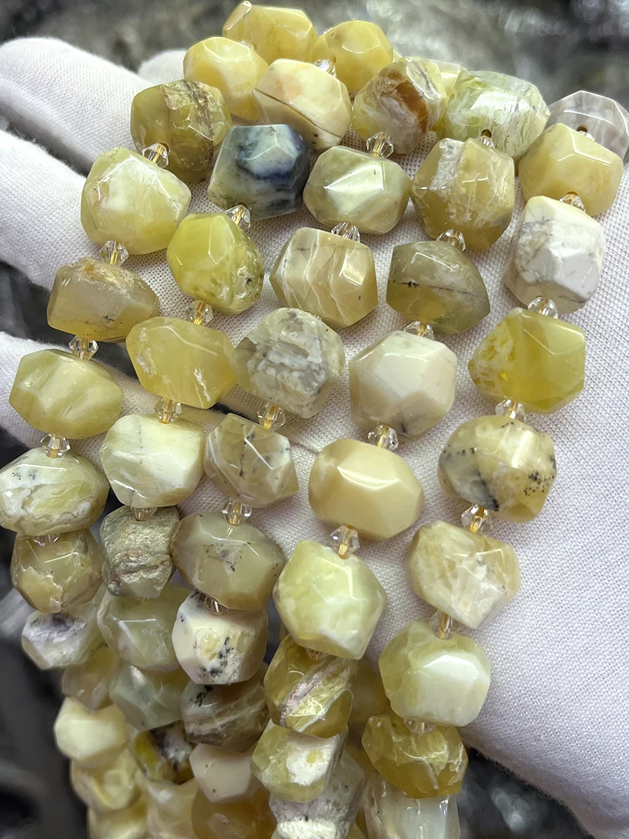 High Quality Natural Yellow Opals  Handmade Irregular Irregular Faceted Loose For Jewelry Making DIY Necklace Bracelet 15''