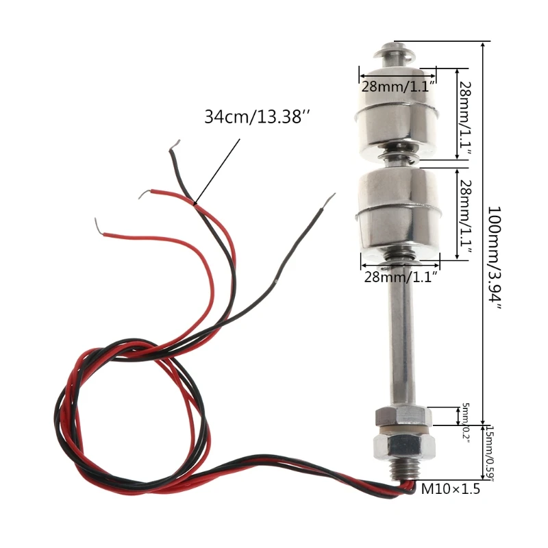 Liquid Level Sensor Float Switch 0~220V 100mm High Temperature Resistant Stainless Steel Water Level Sensor Float Switch