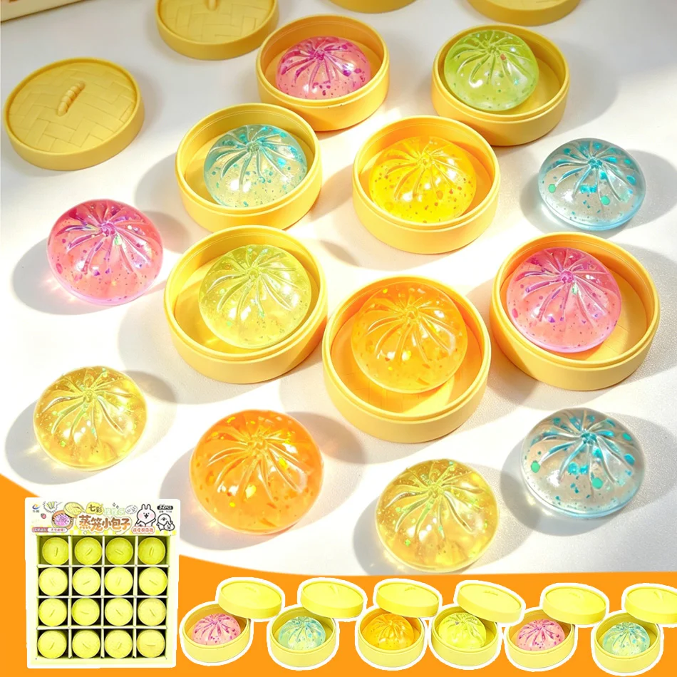 1-10 Stück Glitzer-Dumpling Squishy Blind Box, Maltose Slow Rebound Spielzeug, Verstecktes Design Brötchen mit Dampfgarer, Sensorisches Stressabbau-Geschenk
